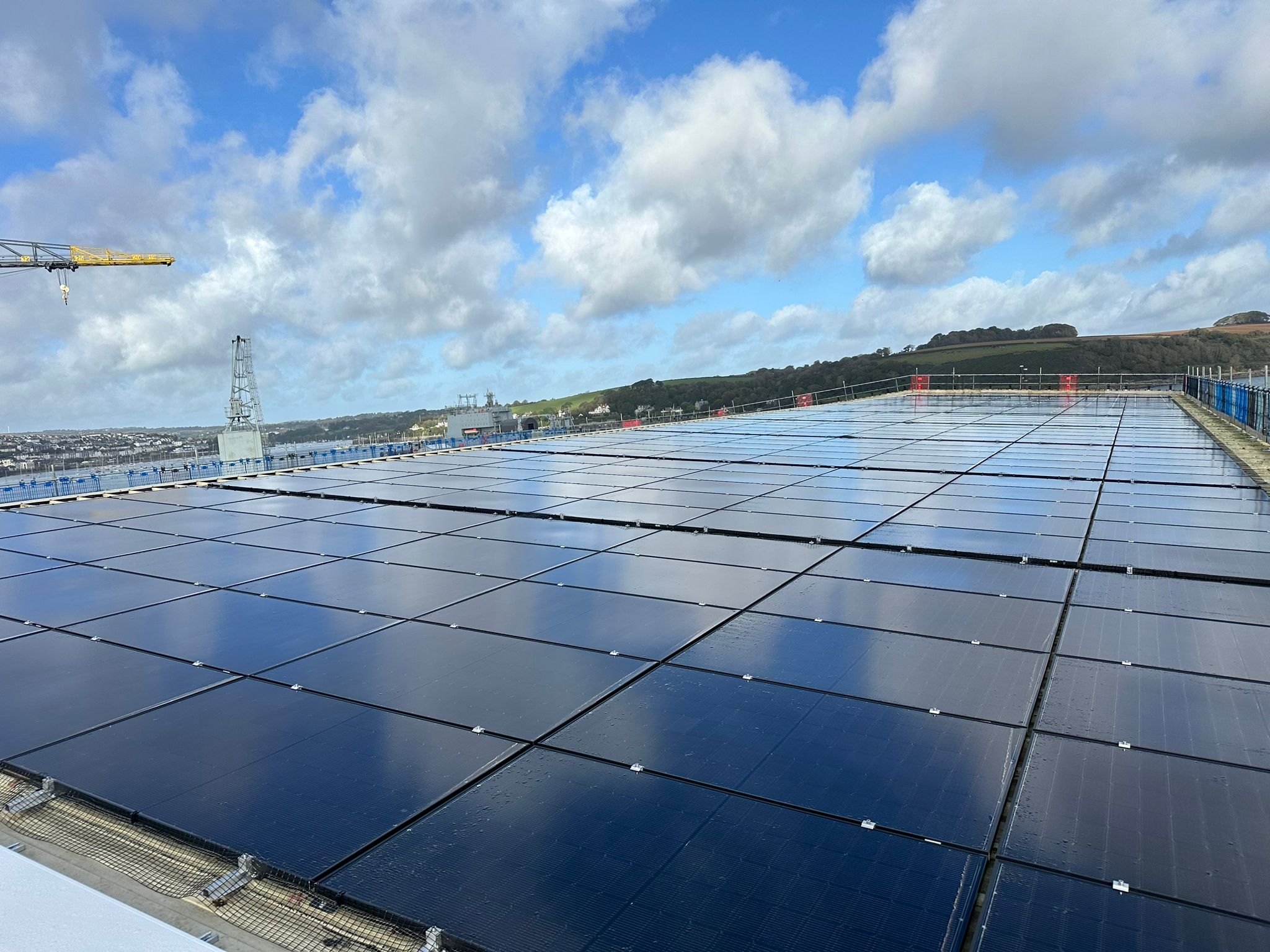 commercial solar panels on warehouse